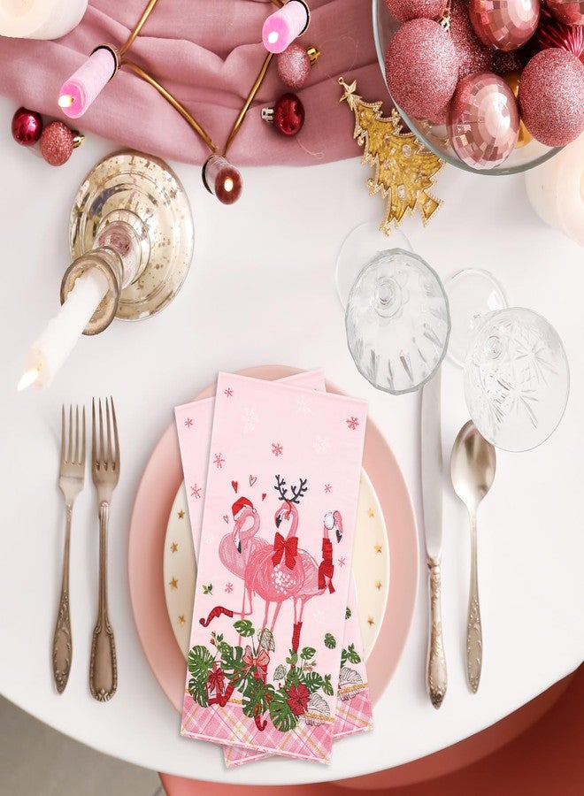 Whaline 80Pcs Christmas Guest Napkins Flamingo Xmas Paper Napkin Disposable Dinner Hand Towel Napkin for Home Kitchen Bathroom Powder Room Holiday Wedding Birthday - Image 5